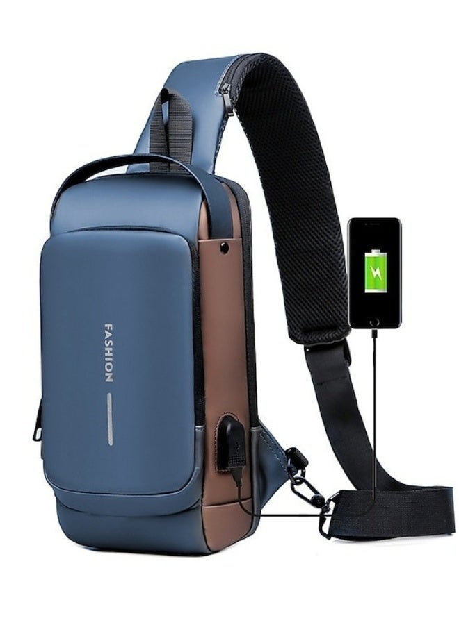 Waterproof Sling Bag for Men & Women – PU Leather Anti-Theft Crossbody Backpack, Adjustable Shoulder Strap, Hidden Security Pockets for Phone, Wallet, Keys, Three-Digit Combination Lock, Lightweight Travel and Daily Commute Bag for Hiking, Outdoor Activities, and Casual Wear - Image 1